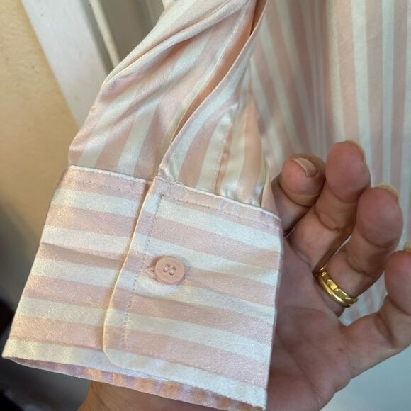 VICTORIA’S SECRET  Pink and Ivory Stripes Buttons Down Night Shirt.Size S - Picture 5 of 10